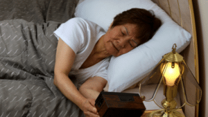 An old lady going to sleep