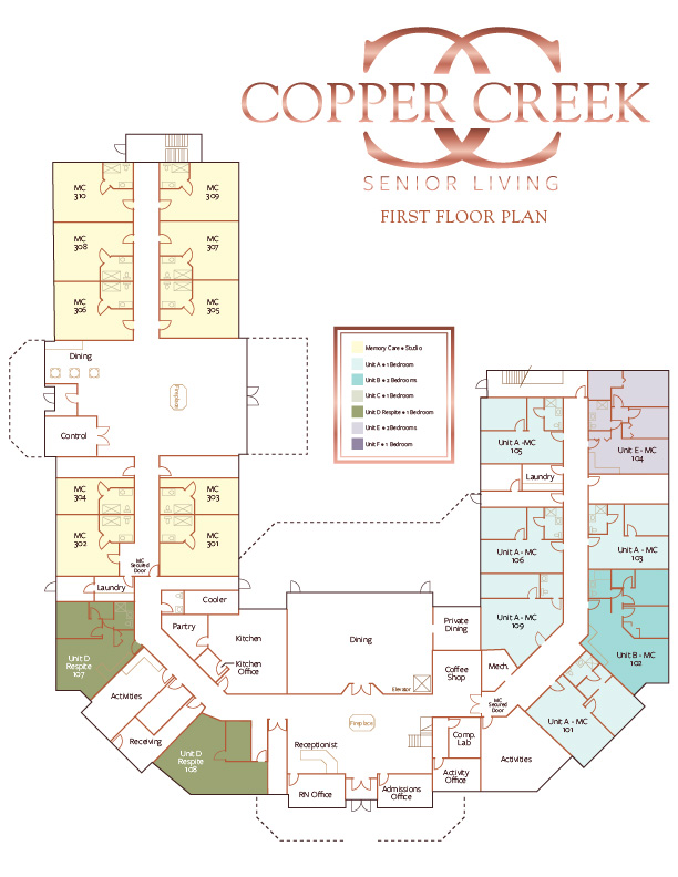 Copper Creek Senior Living Main Level Floor Plan