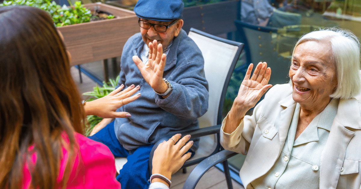 seniors and caregivers in memory care