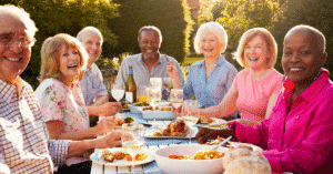 seniors eating outside