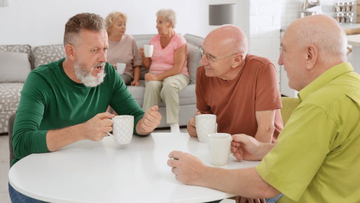a group of friends having a conversation